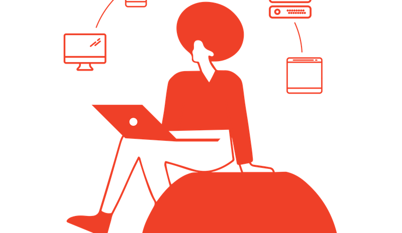 Vector Art of Woman Sitting with a Laptop